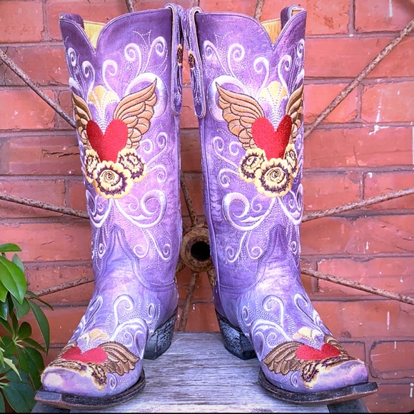 SOLD🔥OLD GRINGO Grace Heart Wing Purple Red Boots - Picture 13 of 15